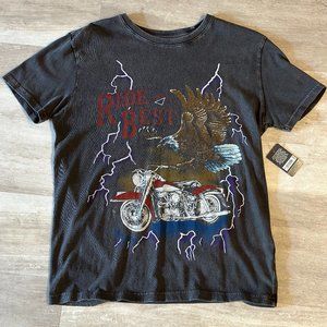 NWT Lucky Brand Vintage Motorcycle Shirt - Men's M - Black/Gray Washed